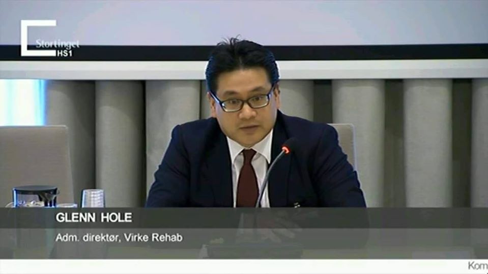 Dr. Glenn Agung Hole representing Virke Rehab at the Norwegian Parliament (Stortinget)