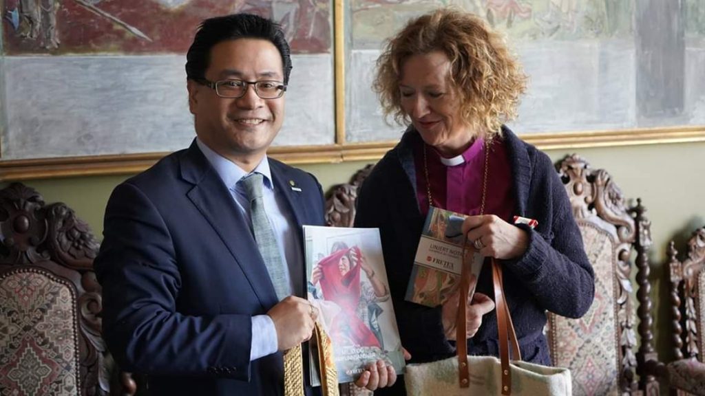 Dr. Glenn Agung Hole meeting with Bishop Kari Veiteberg of Oslo on sustainability and social responsibility