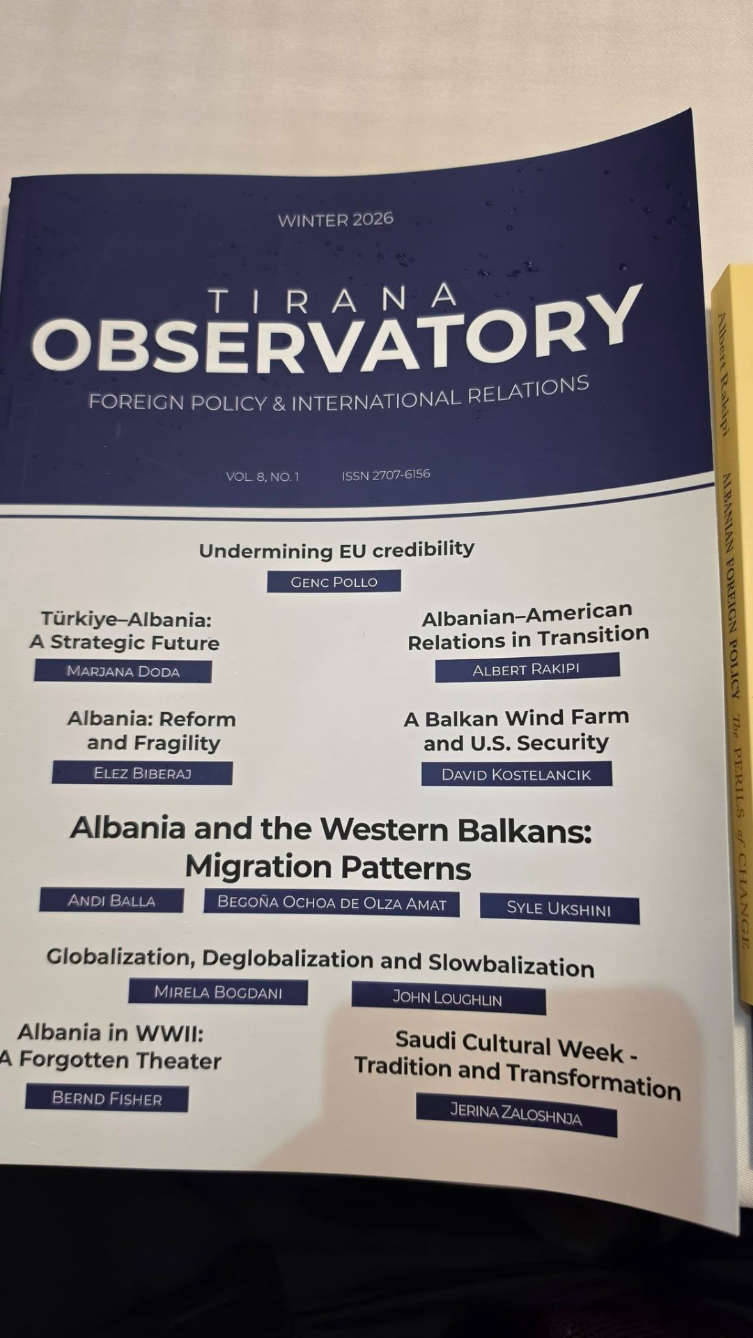 Winter 2026 issue of Tirana Observatory, journal of foreign policy and international relations