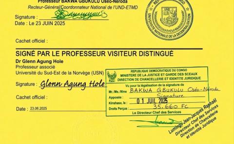 Signed nomination agreement between UND and Dr. Glenn Agung Hole, with official seals