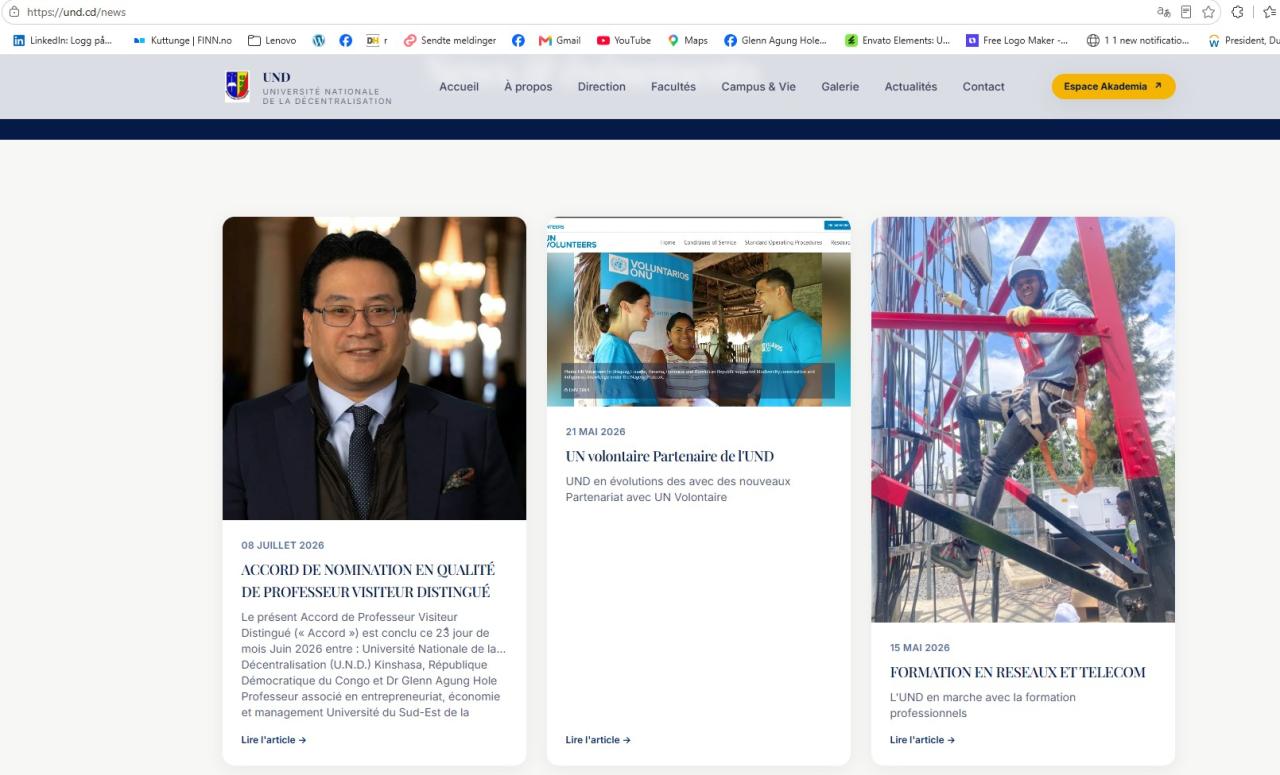 UND news listing featuring Dr. Glenn Agung Hole's appointment announcement