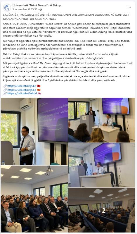 Mother Teresa University press coverage of Prof. Glenn Agung Hole's guest lecture
