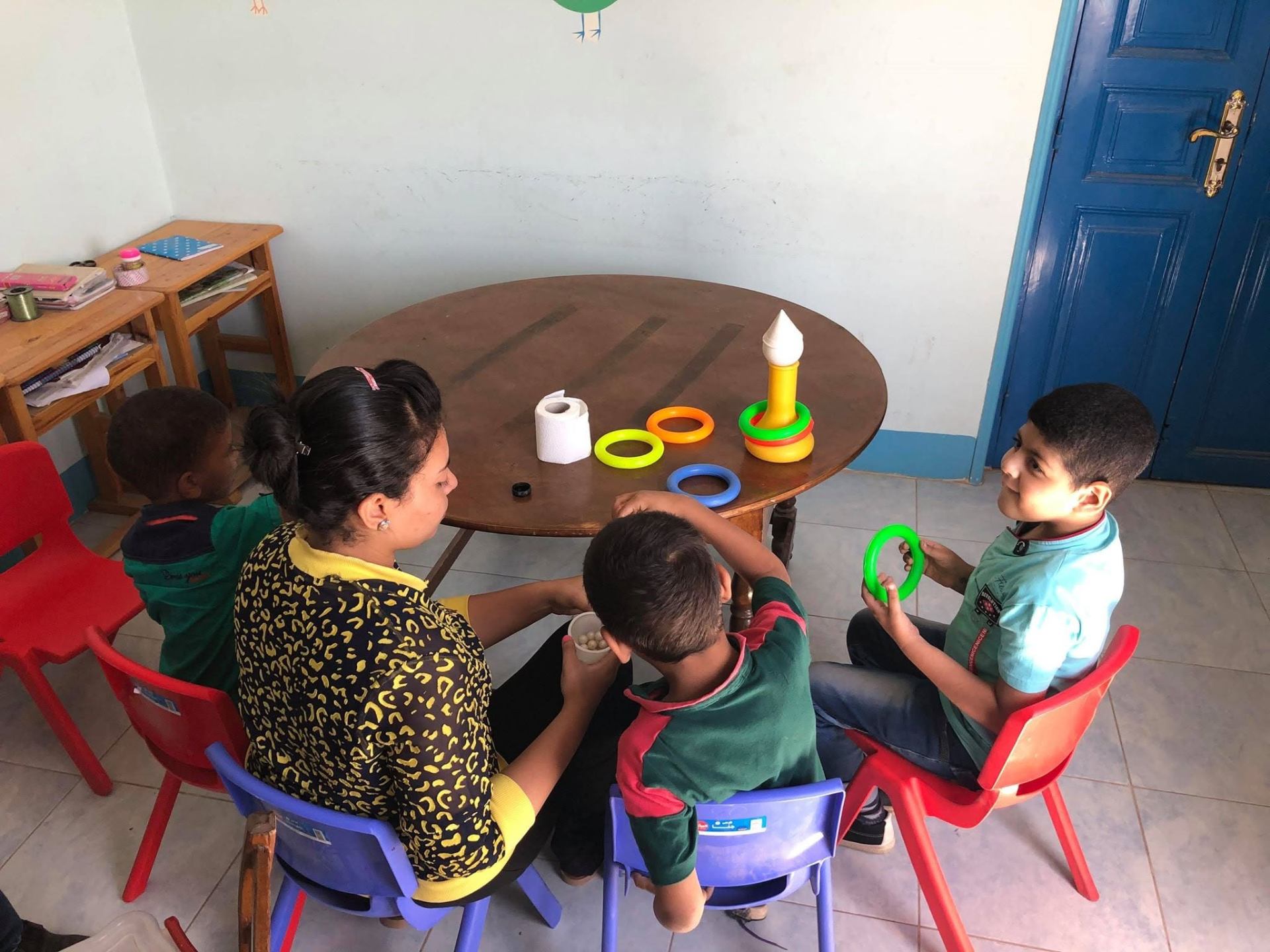 Motor-skills exercise for children at the Kari Center in Egypt