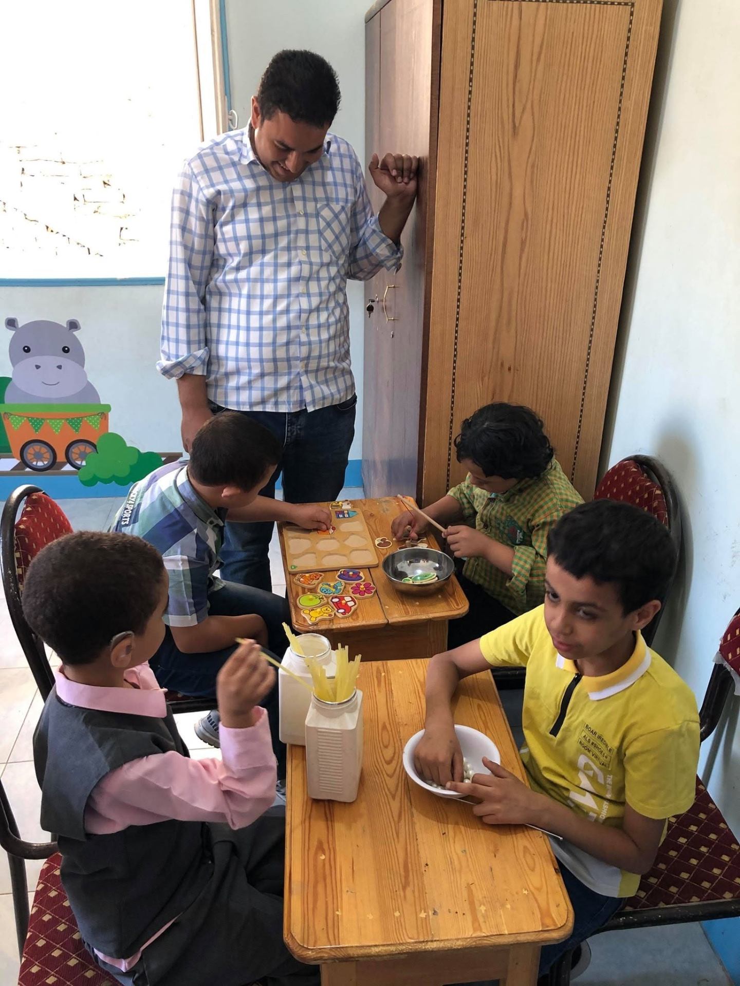 Classroom session for children with special needs at the Kari Center in Naqada